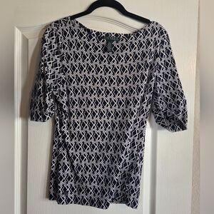 Ralph Lauren Navy and White Geometric Top